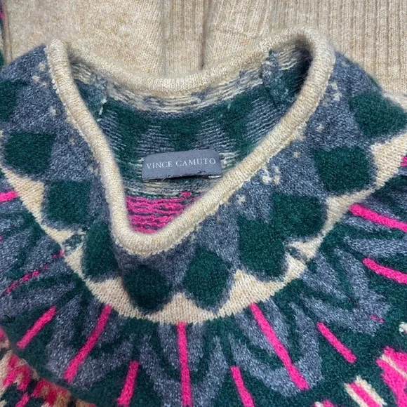 Vince Camuto Tan and Pink Fair Isle Sweater - Picture 7 of 7